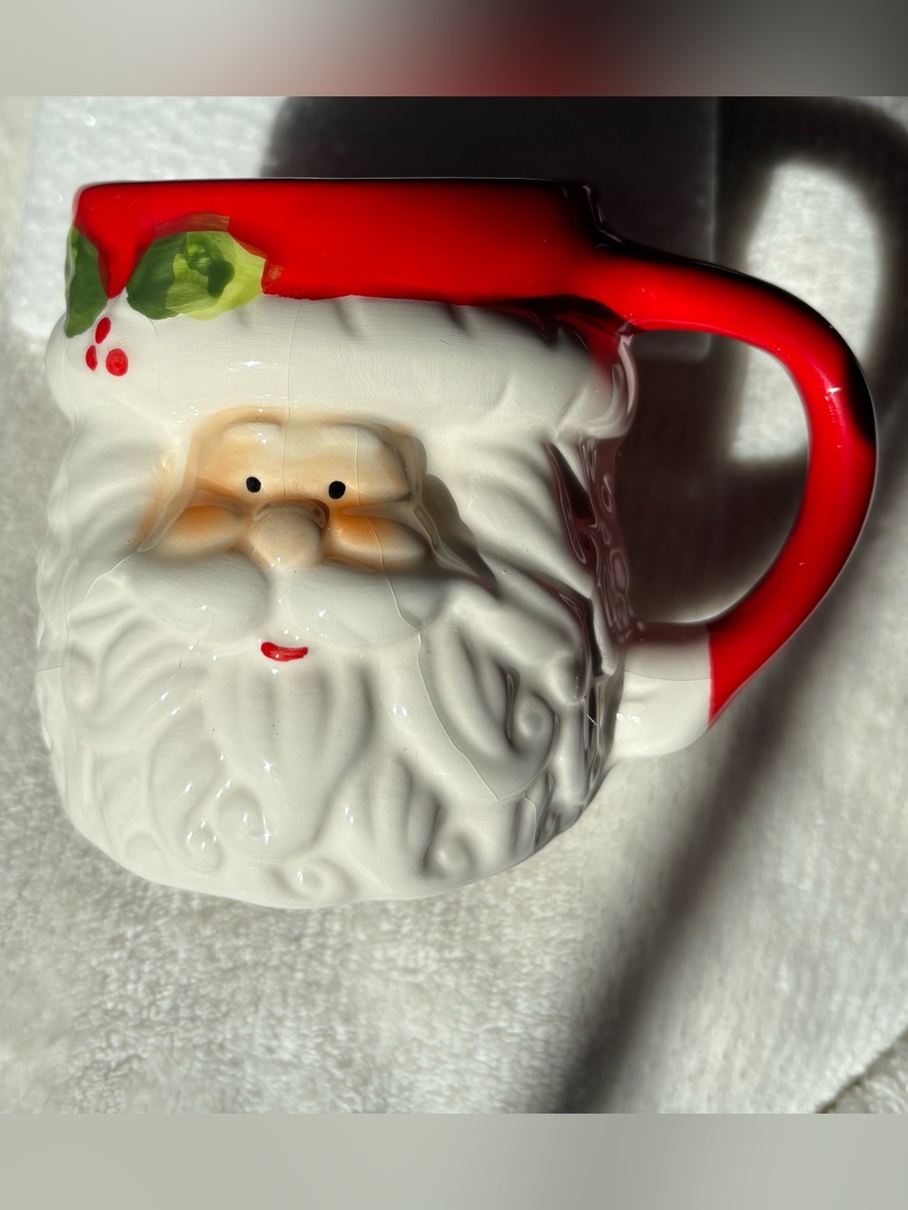 Festive Santa Ceramic Mug - Red and White Holiday Mug